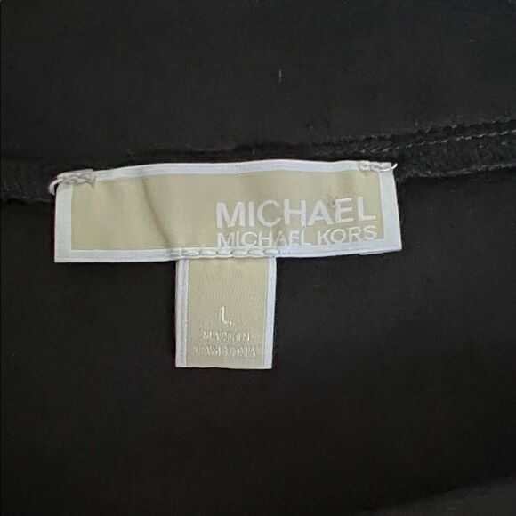 Michael Kors Black Flare Faux Leather Trim Skirt in Size L - Picture 6 of 8